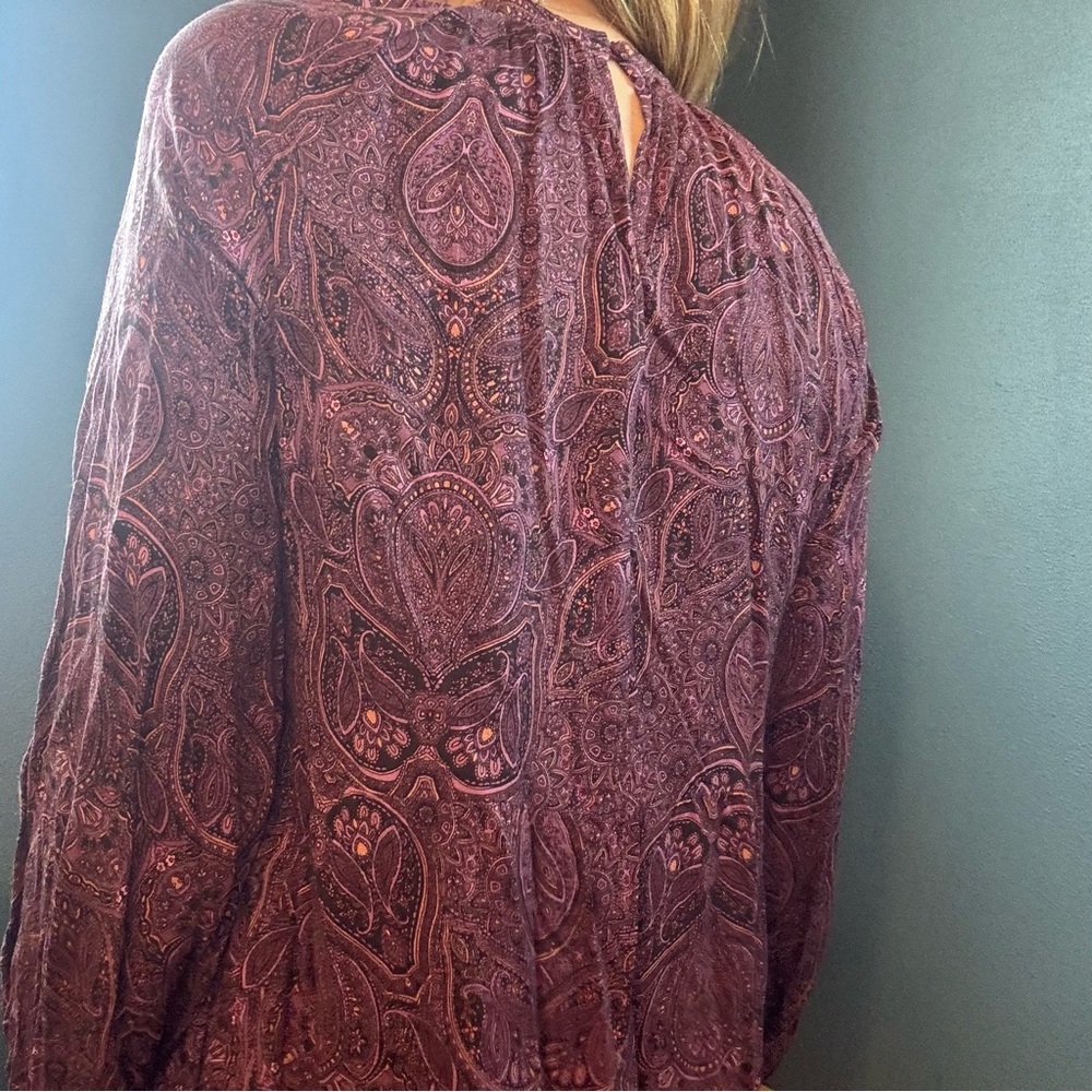 Bohemian Burgundy Paisley Print Long Dress size Medium - Picture 6 of 10